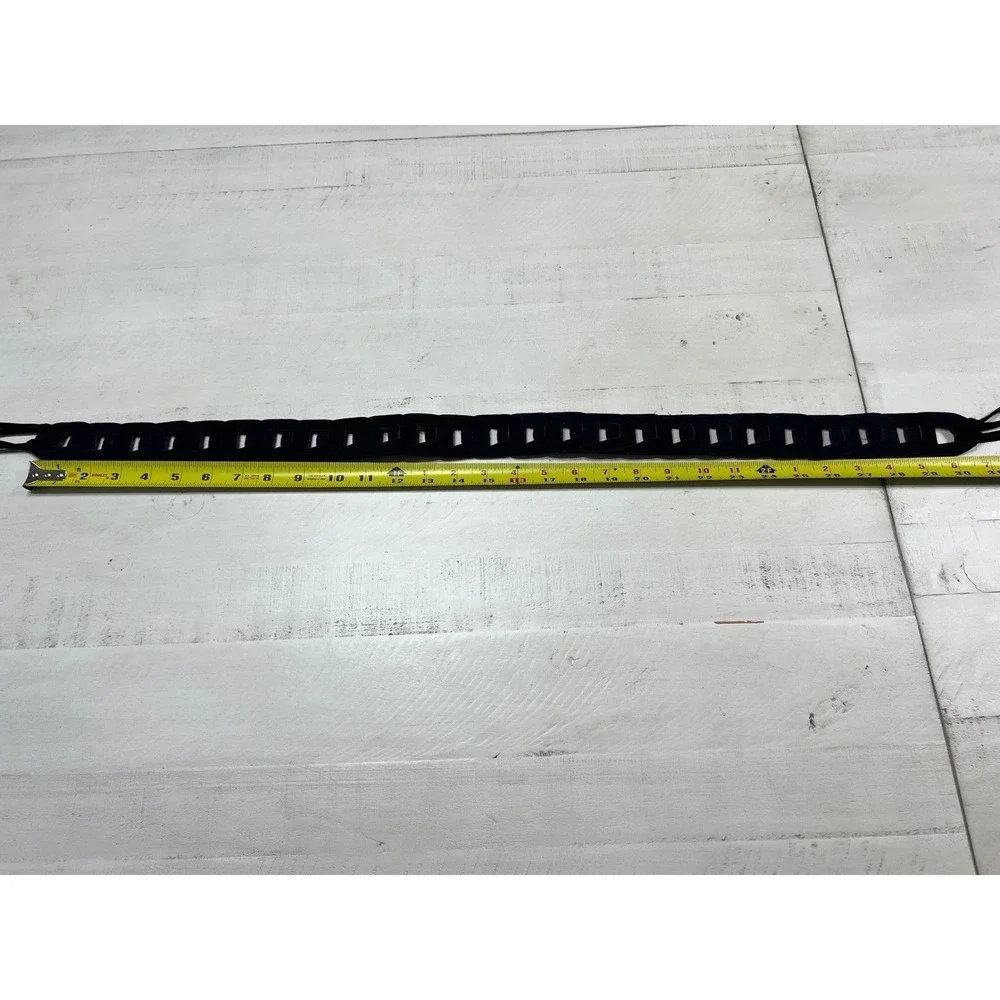 Vintage Hippie Boho Suede Link Belt Black Fringe Festival Belt - Picture 5 of 5
